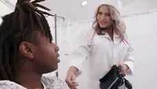 Hospital waiting room turns into hot interracial sex spot