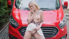 WOW Girls - Very small tits Emily Cutie close up gaping in car