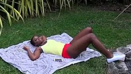 Black GF: Eva Quinn and Tyler Steel sunbathing