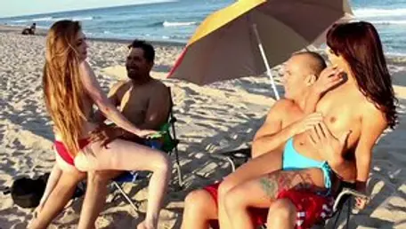 Daughter Swap: Gina Valentina blowjob at the beach