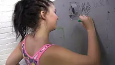 Petite Blonde Takes Massive Raw Load In Restroom
